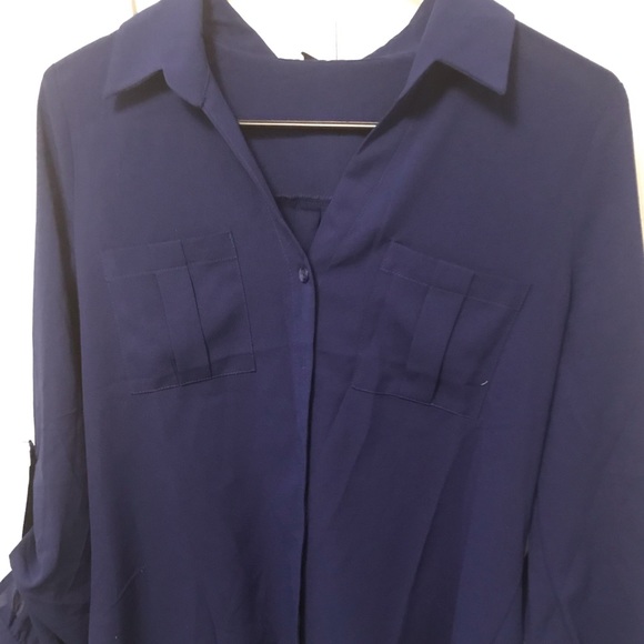 Dark blue silk blouse - Picture 1 of 5